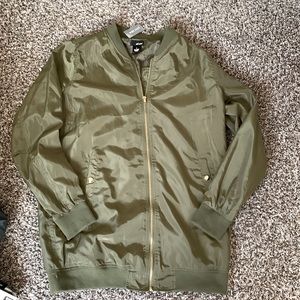 Love Green Long Bomber Jacket